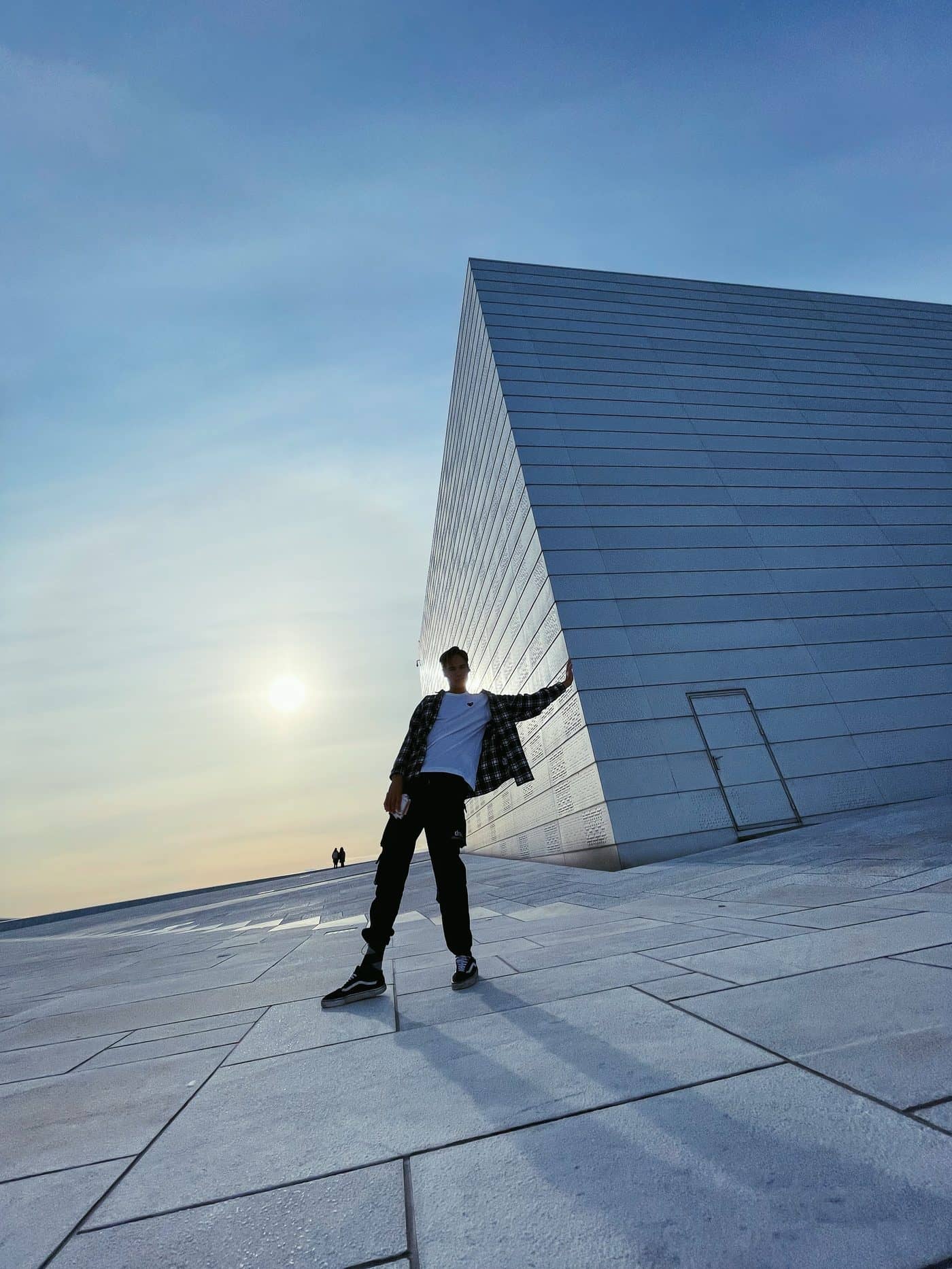 Lucas in front of the Oslo Opera House